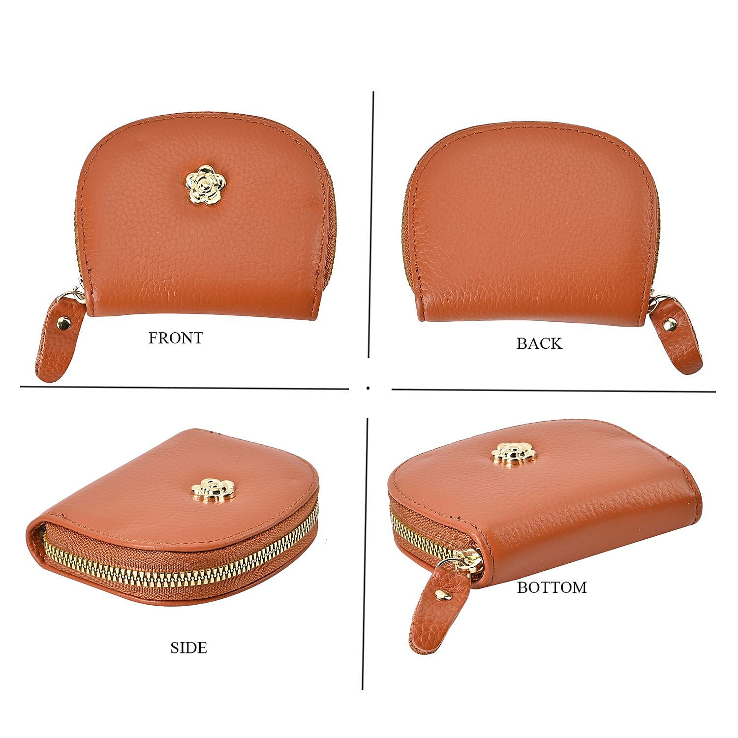 Set of 2 - 100% Genuine Leather Crossbody Bag & Card Wallet with RFID Protection - Orange