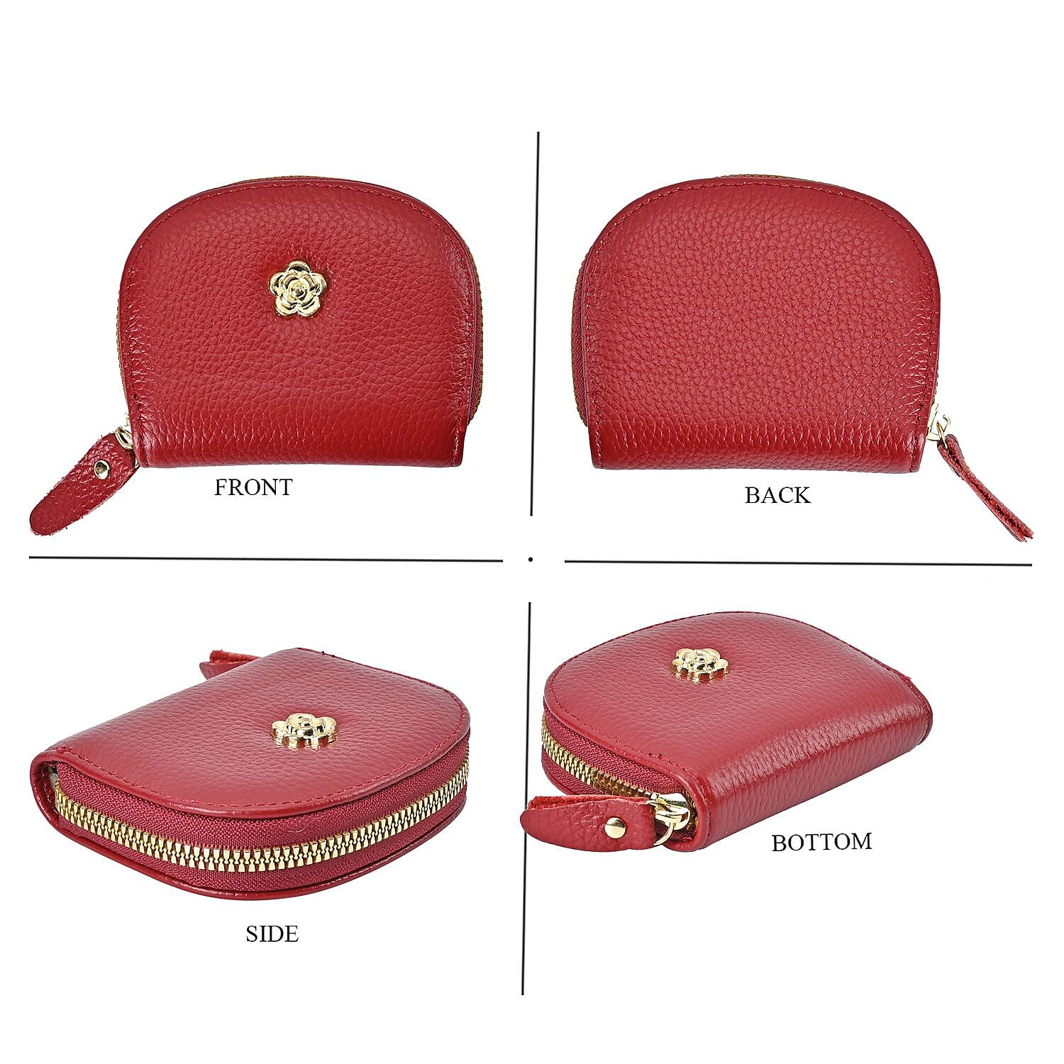 Set of 2 - Genuine Leather Crossbody Bag & Card Wallet with RFID - Burgundy