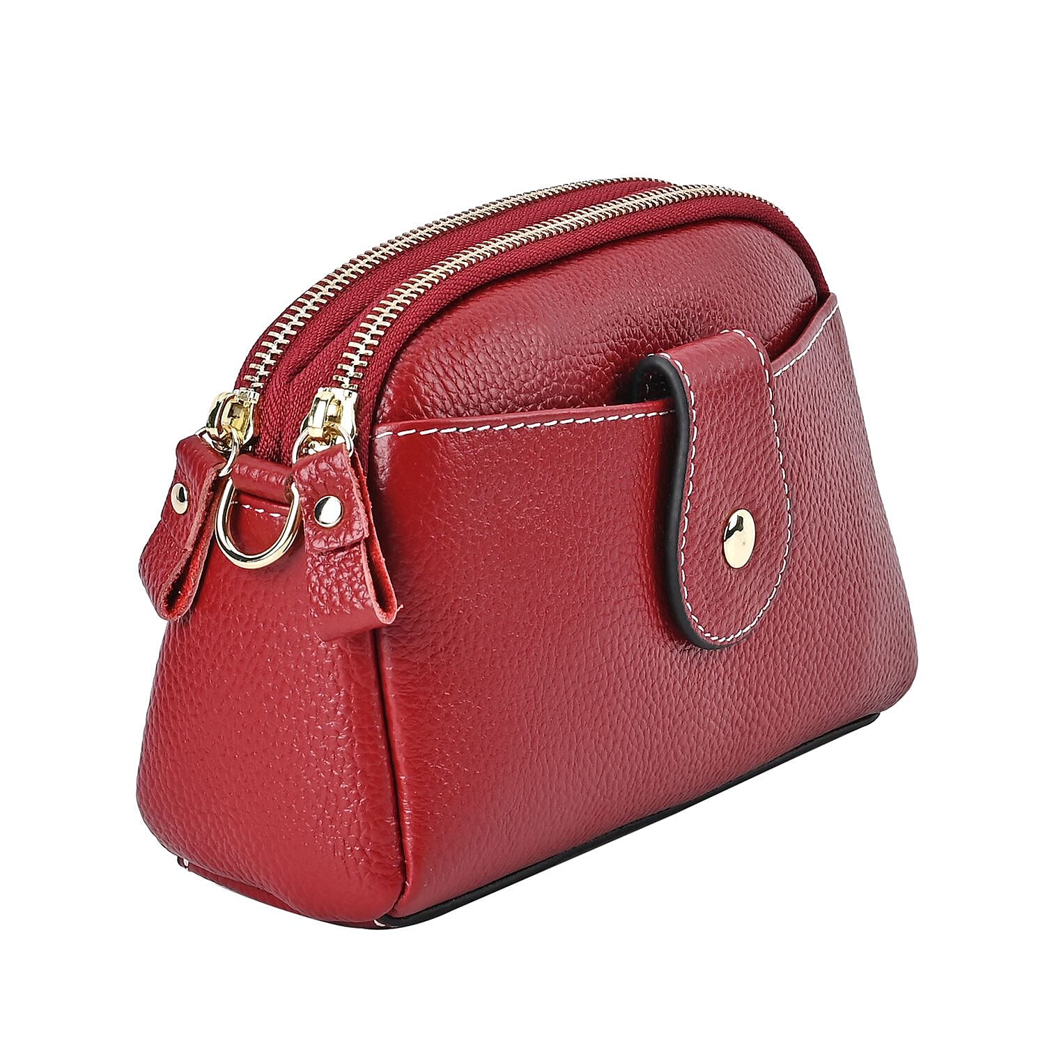 Set of 2 - Genuine Leather Crossbody Bag & Card Wallet with RFID - Burgundy