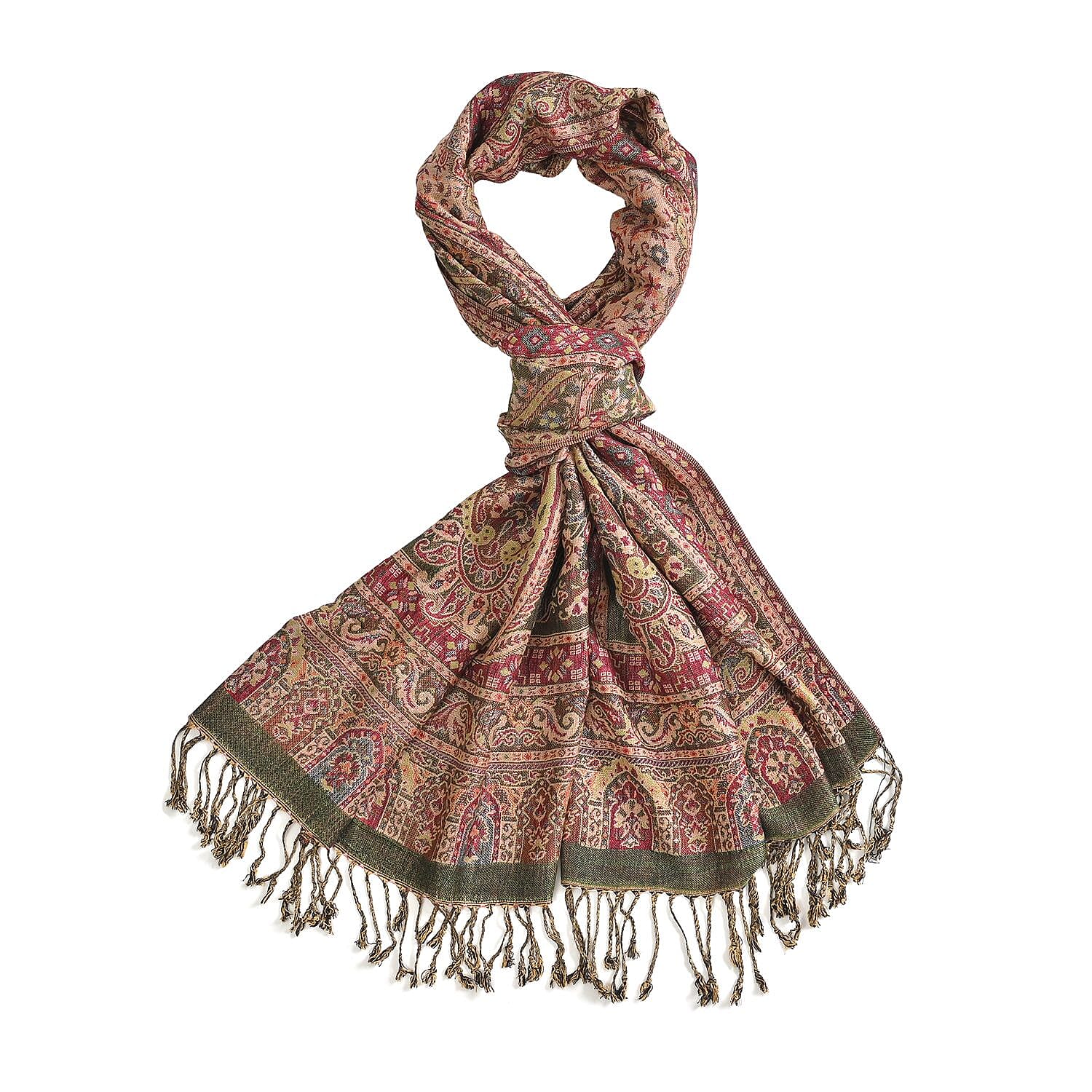 Cashew Fringed Scarf - Yellow