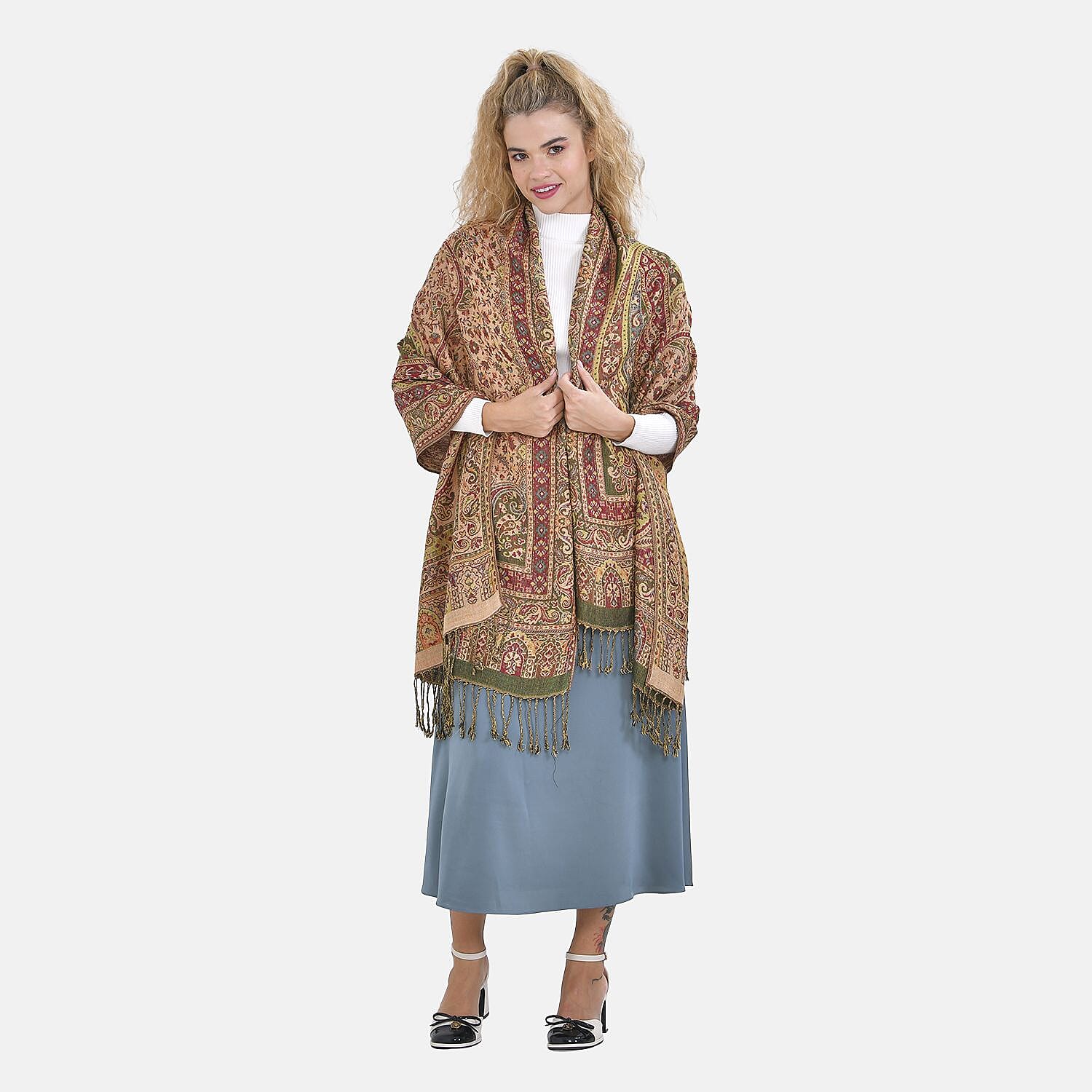 Cashew Fringed Scarf - Yellow