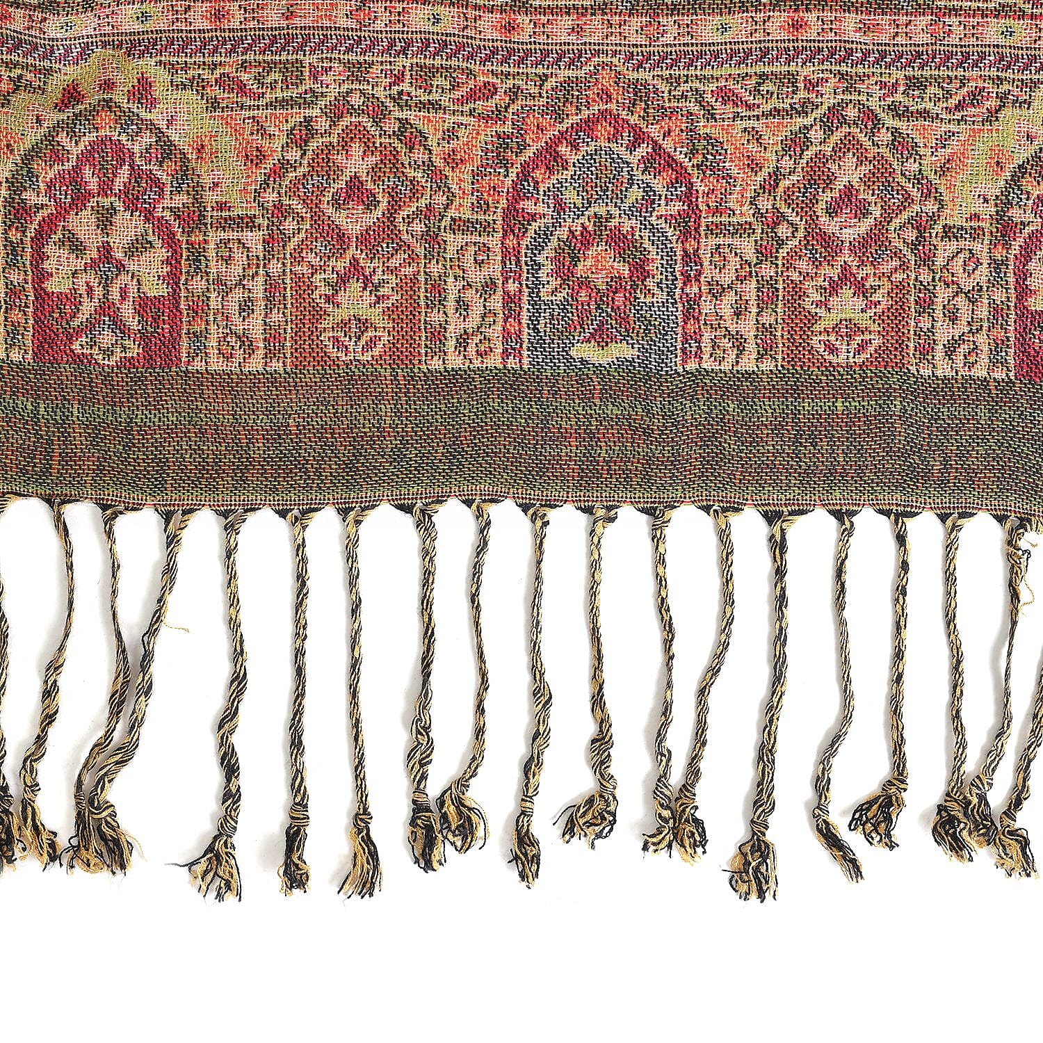 Cashew Fringed Scarf - Yellow