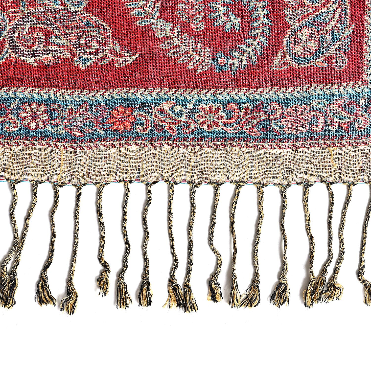 Fringed Scarf (One Size 180x70 cm) - Red