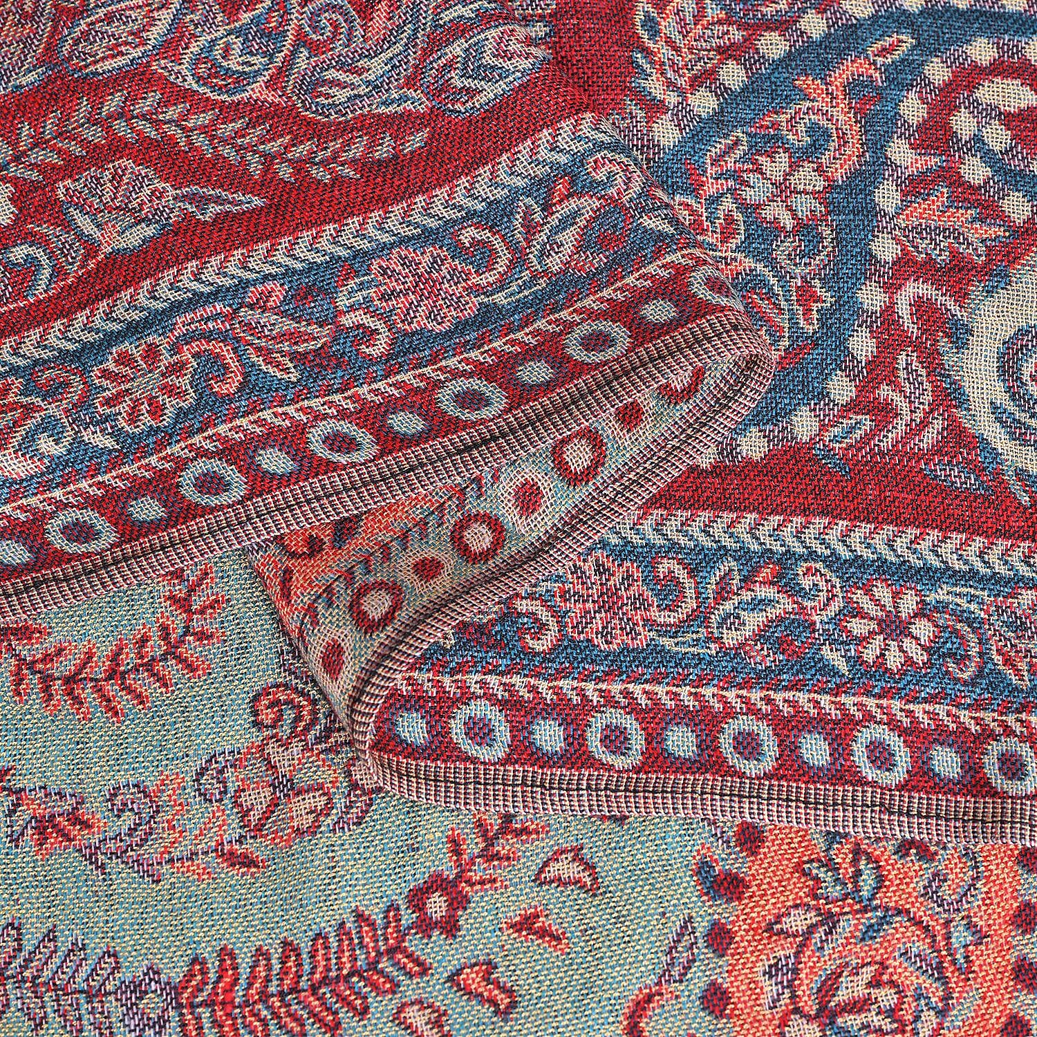 Fringed Scarf (One Size 180x70 cm) - Red