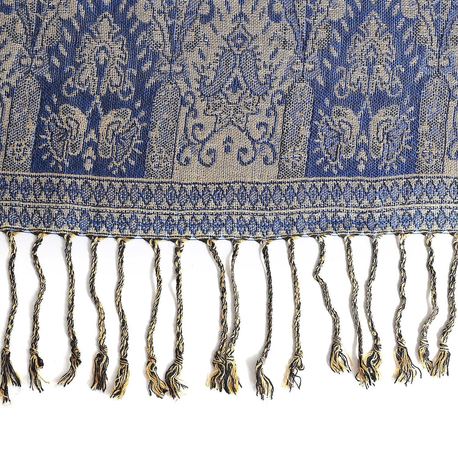 Fringed Scarf (One Size 180x70 cm) - Blue