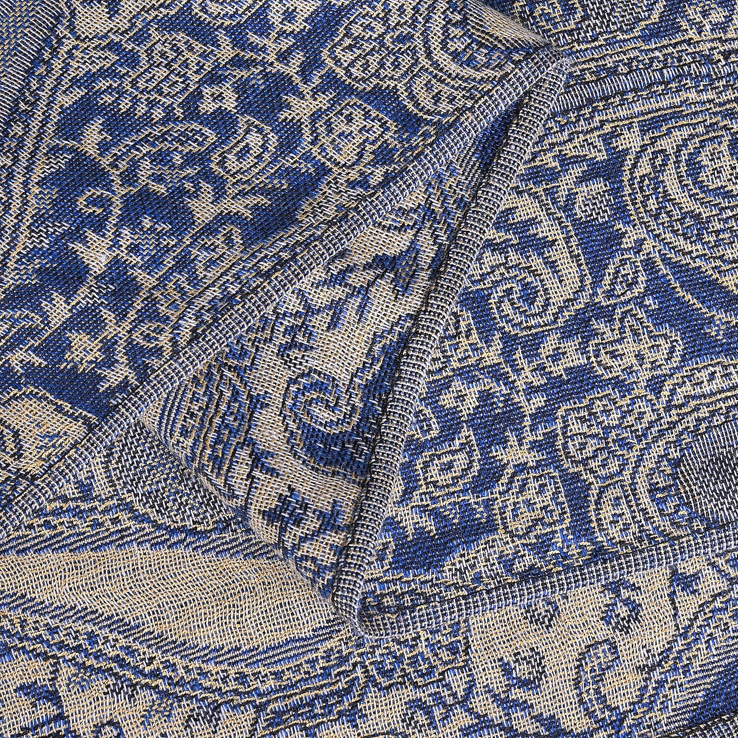 Fringed Scarf (One Size 180x70 cm) - Blue