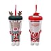 Set of 2 Christmas Mugs with Lids and Straws