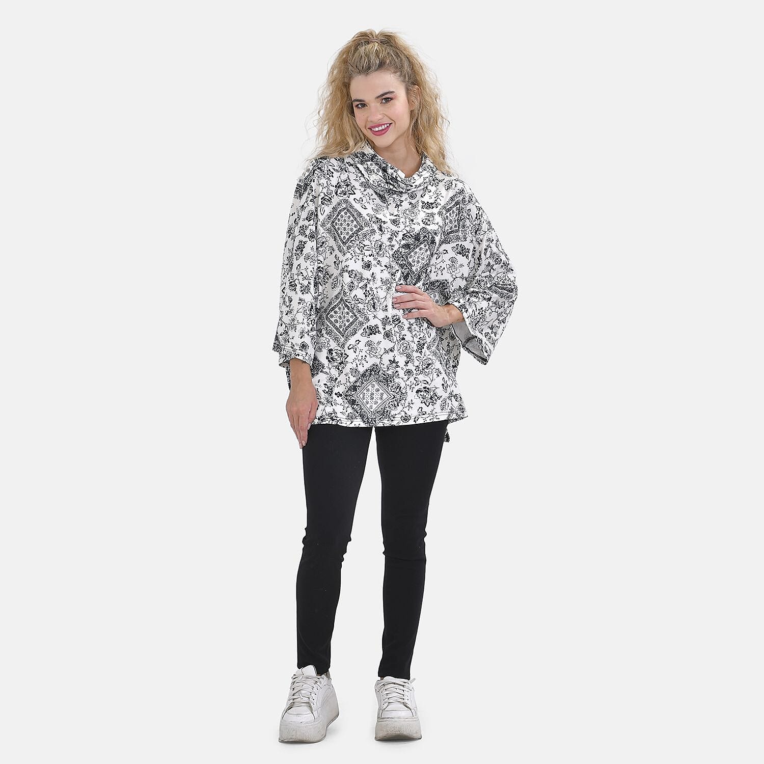 Tamsy-Polyester-Floral-Top-Size-67x1-cm-Black-White