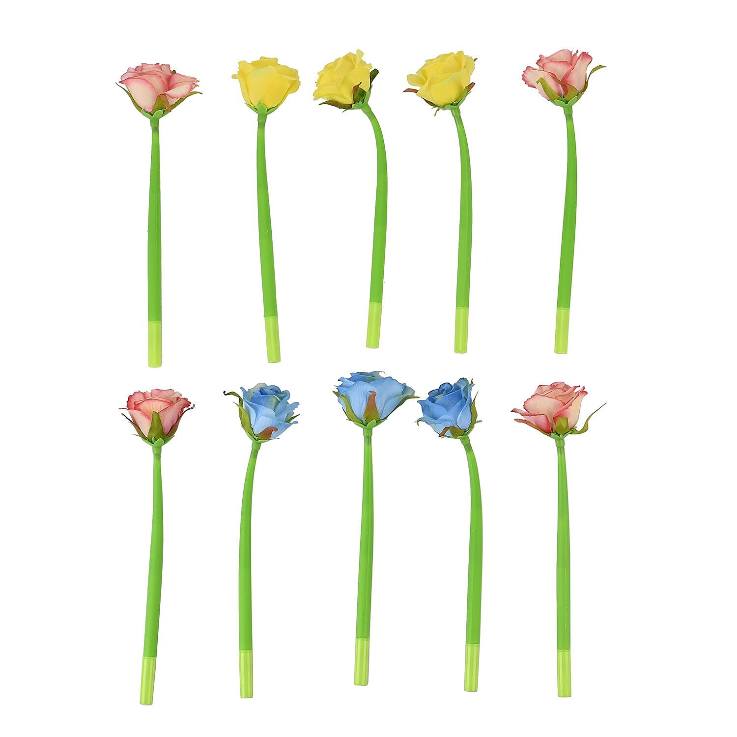  Set of 10 Creative Artificial Flowers Ballpoint Pen - Three Colour Rose