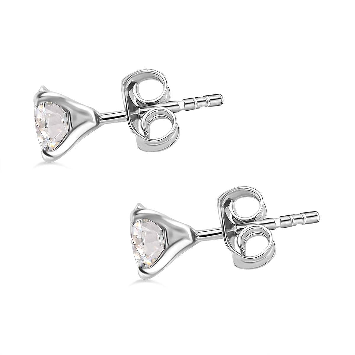 Mega Closeout - Moissanite Solitaire Stud Earrings with Push Back in Platinum Overlay Sterling Silver 1.52 Ct.