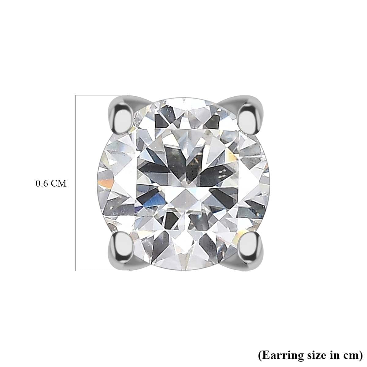 Mega Closeout - Moissanite Solitaire Stud Earrings with Push Back in Platinum Overlay Sterling Silver 1.52 Ct.