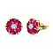 9K Yellow Gold  African Ruby & Moissanite Earrings 1.94 Ct.