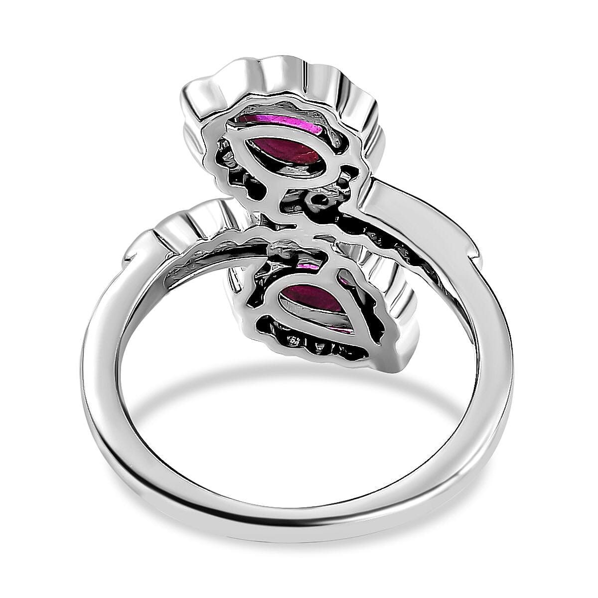 African Ruby & Moissanite Ring in Platinum Overlay Sterling Silver 1.00 Ct African Ruby & Moissanite Ring in Platinum Overlay Sterling Silver 1.00 Ct