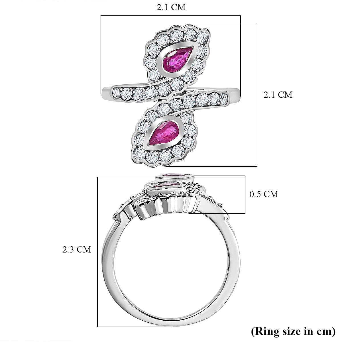 African Ruby & Moissanite Ring in Platinum Overlay Sterling Silver 1.00 Ct African Ruby & Moissanite Ring in Platinum Overlay Sterling Silver 1.00 Ct