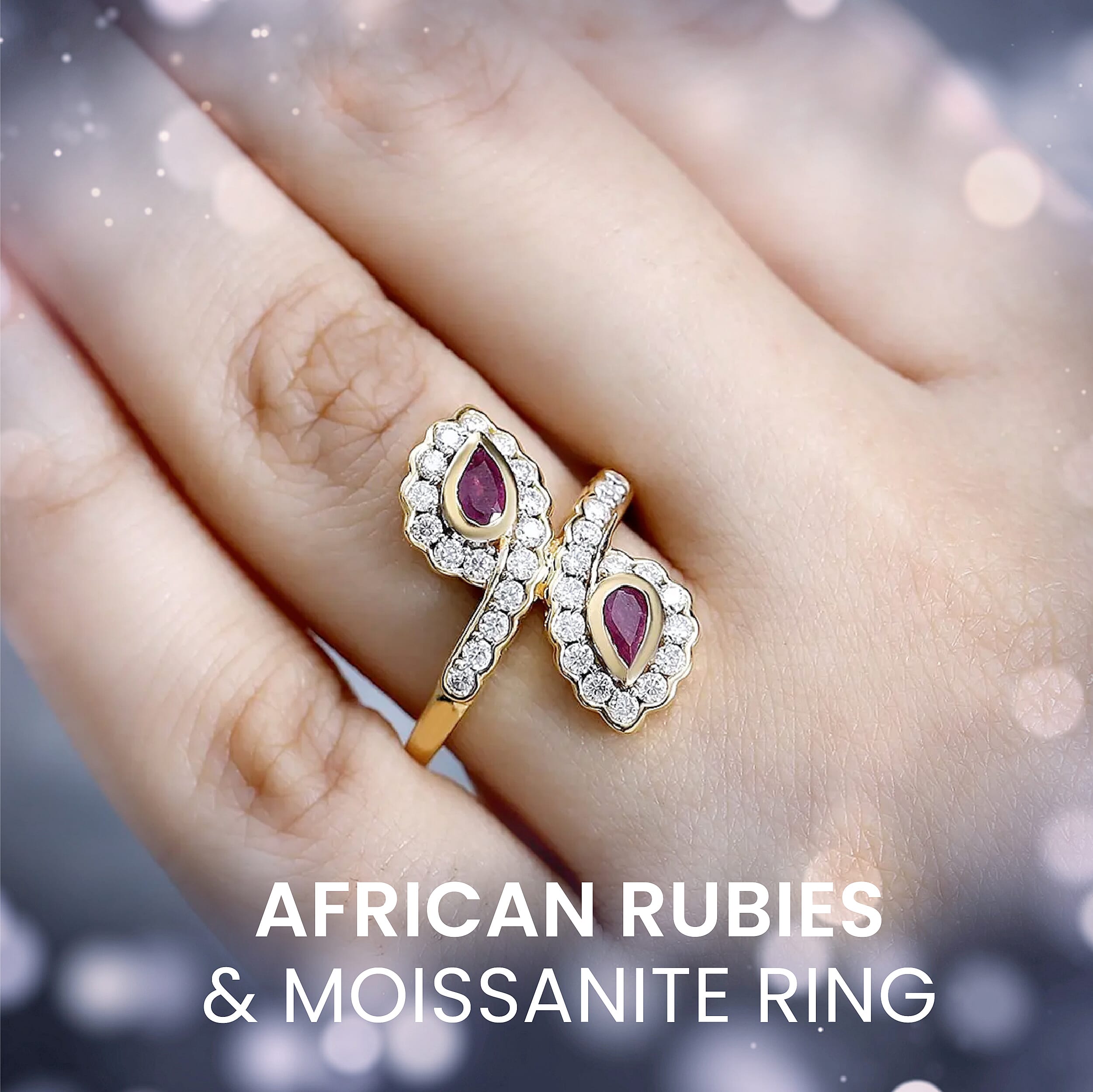 African Ruby , Moissanite Fancy Ring in Vermeil YG Sterling Silver 1.60 ct  1.106  Ct.