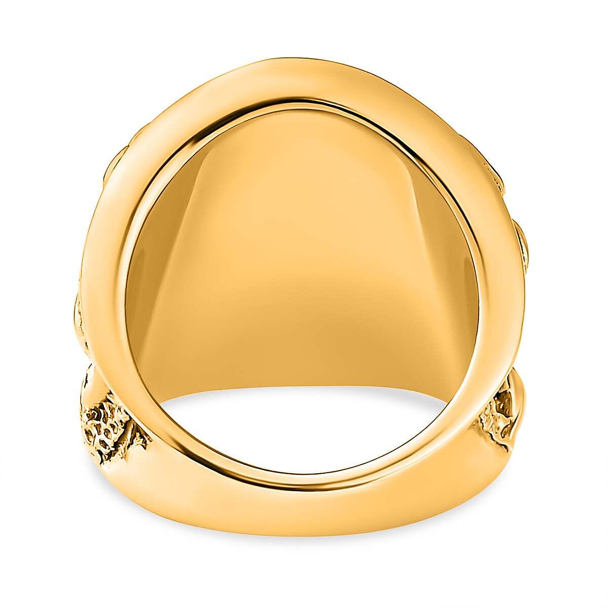 Vermeil YG Plated Sterling Silver Leaf Vine Ring, Silver Wt. 13.55 Gms