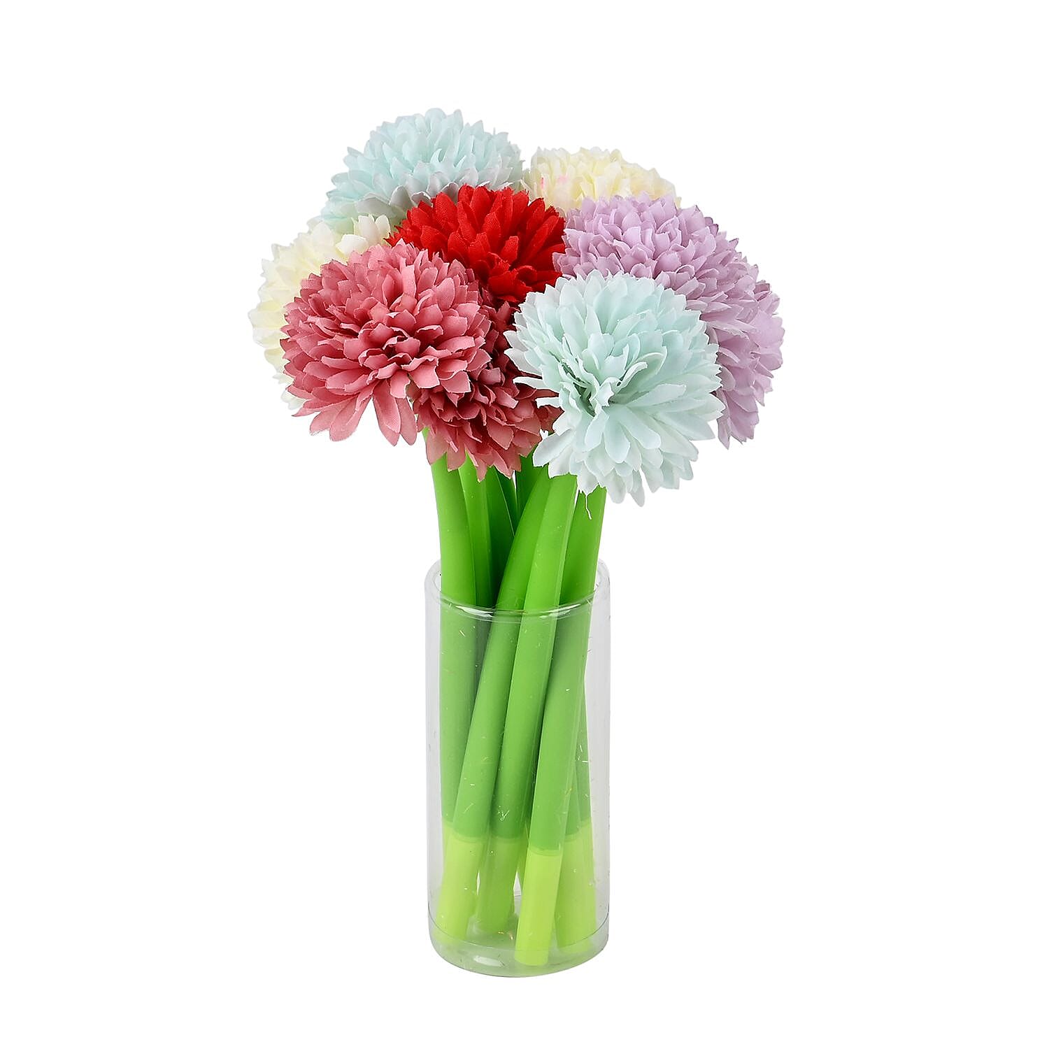 Set of 10 Creative Artificial Flowers Ballpoint Pen - Three Colour Marigold