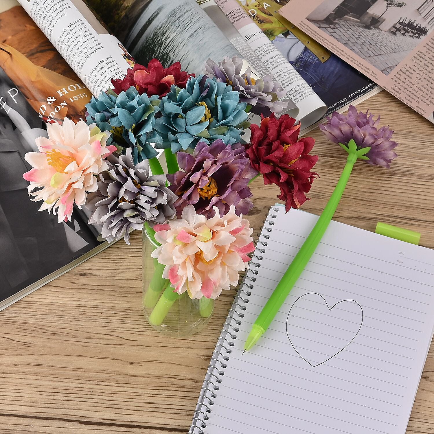 Set of 10 Creative Artificial Flowers Ballpoint Pen - Small Chrysanthemum (Multi)