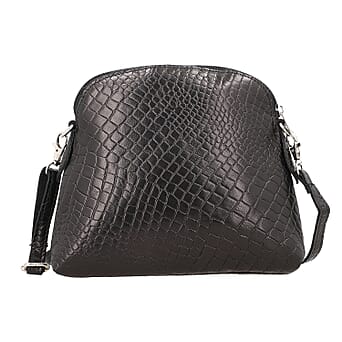 https://tjcuk.sirv.com/Products/76/1/7617850/Genuine-Leather-Croc-Embossed-Crossbody-Bag-Black_7617850.jpg?w=342&h=342