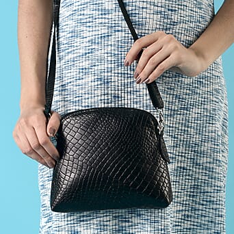 https://tjcuk.sirv.com/Products/76/1/7617850/Genuine-Leather-Croc-Embossed-Crossbody-Bag-Black_7617850_2.jpg?w=342&h=342