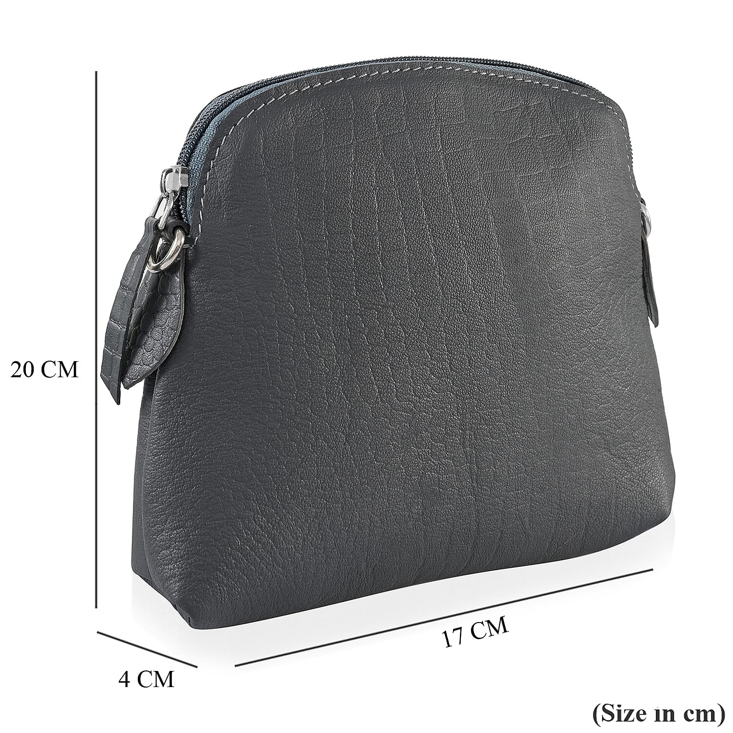 Genuine Leather Croc Embossed Crossbody Bag  - Navy Blue