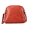 Leather Crocodile Crossbody Bag (Size 22x5x17 cm) - Red & Black
