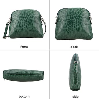 https://tjcuk.sirv.com/Products/76/1/7617856/Genuine-Leather-Croc-Embossed-Crossbody-Bag-Green_7617856_3.jpg?w=342&h=342