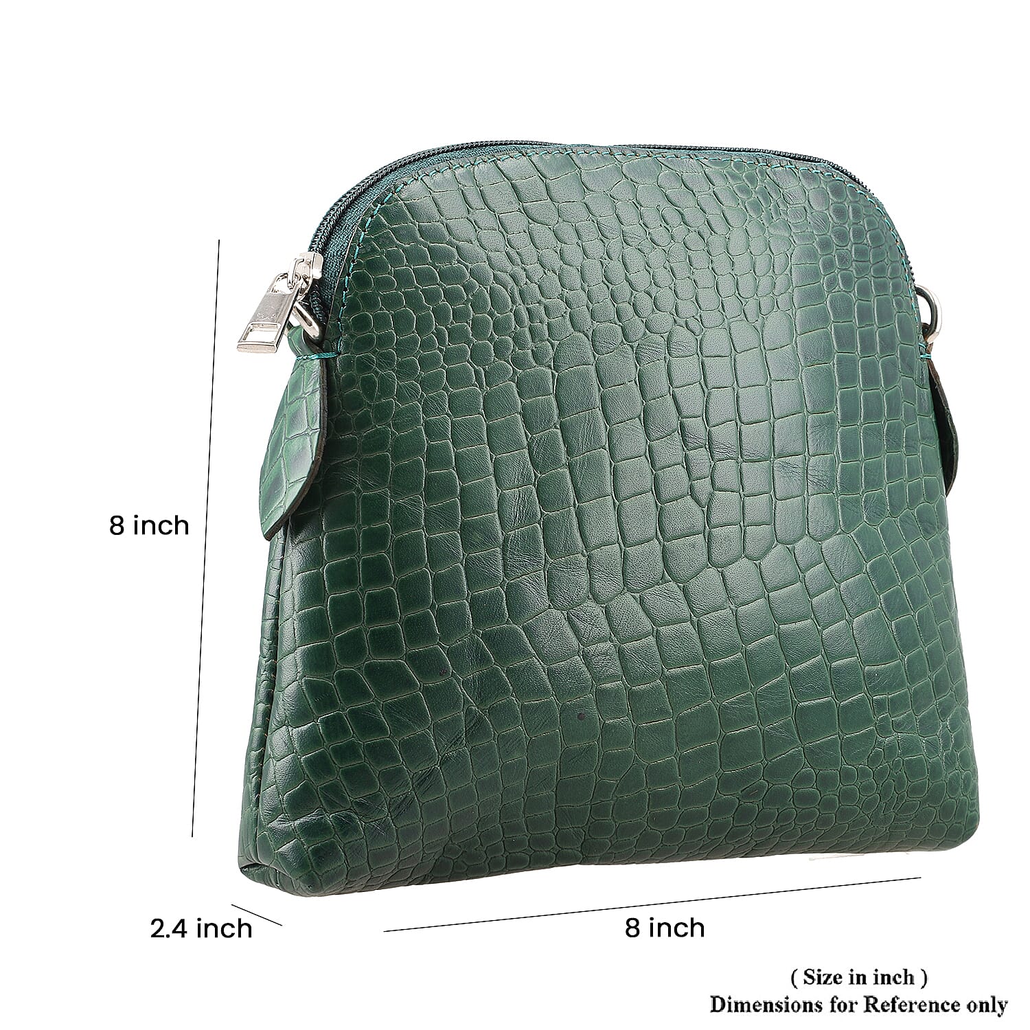 Genuine Leather Croc Embossed Crossbody Bag - Green