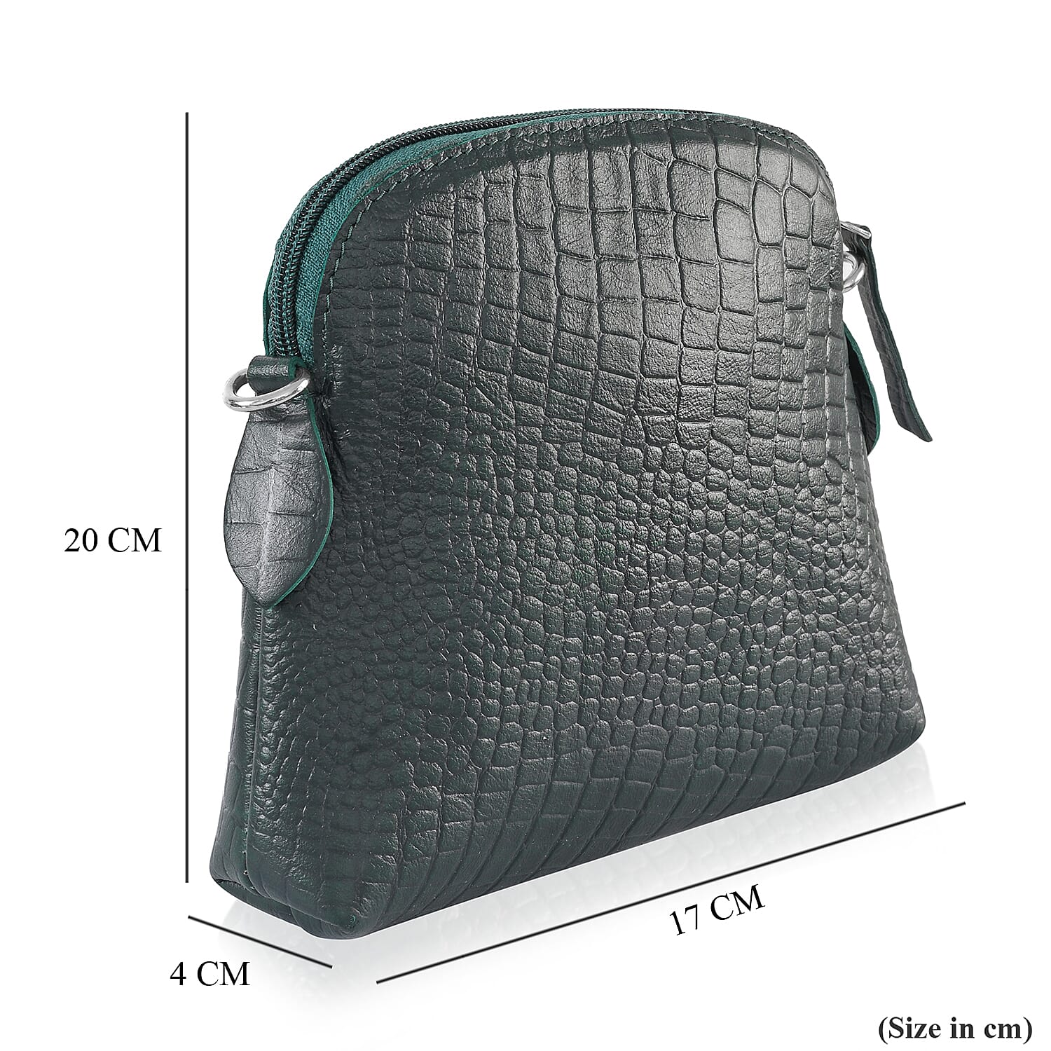 Genuine Leather Croc Embossed Crossbody Bag - Green