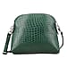 Genuine Leather Croc Embossed Crossbody Bag - Green