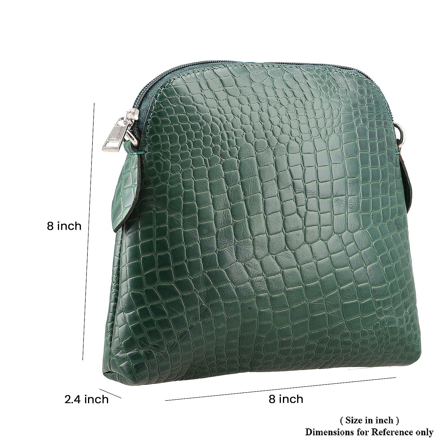 Genuine Leather Croc Embossed Crossbody Bag - Green
