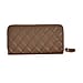 Genuine Leather Wallet with Embossed Rhombus Pattern - RFID Blocking - Tan