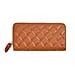 Genuine Leather Wallet with Embossed Rhombus Pattern - RFID Blocking - Tan