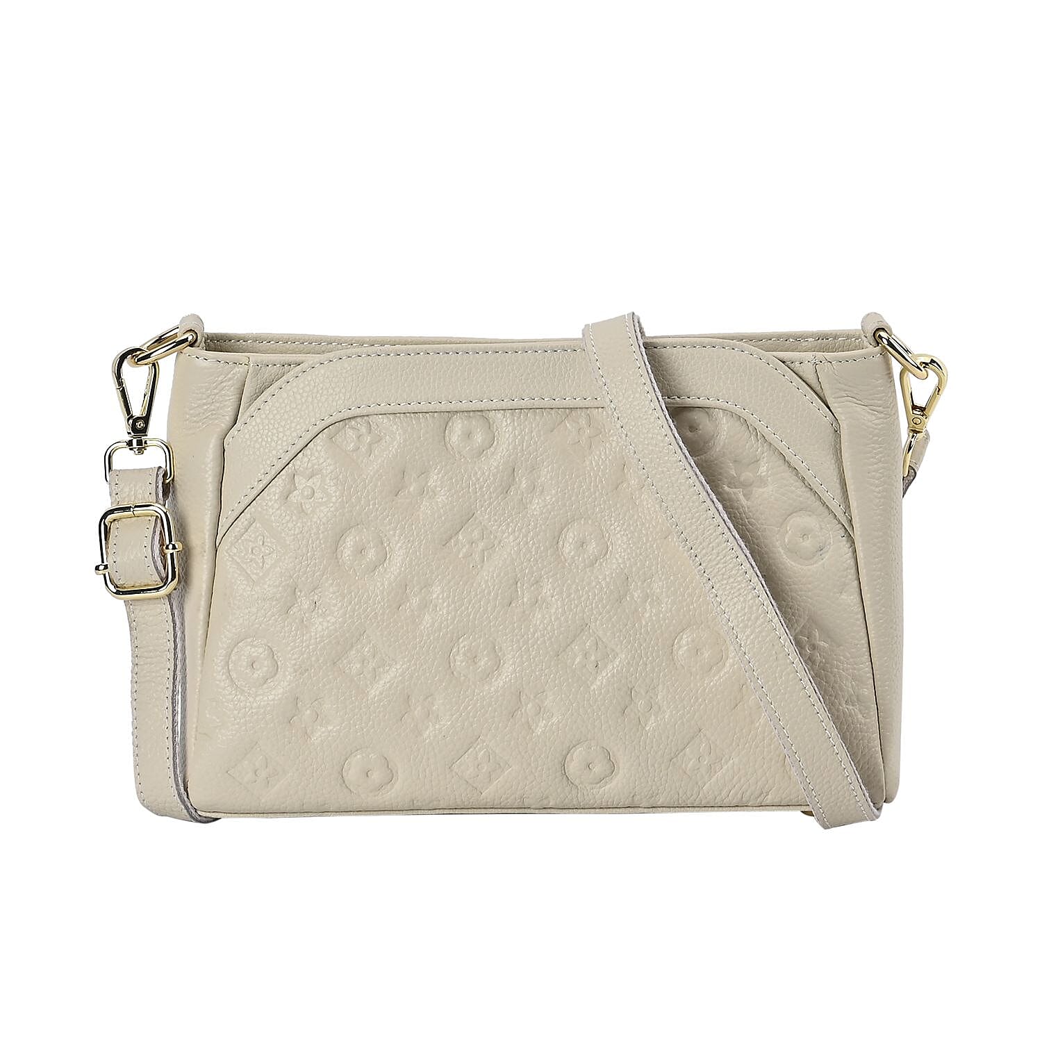 100% Genuine Leather Crossbody Bag With Shoulder Strap - White