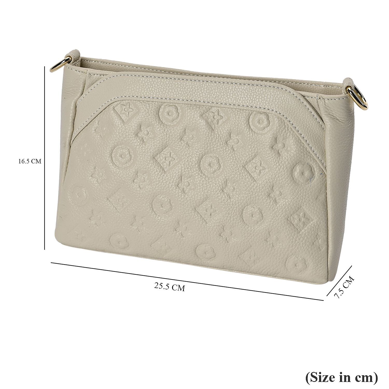 100% Genuine Leather Crossbody Bag With Shoulder Strap - White