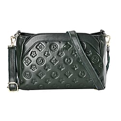 RFID Blocking Genuine Leather Crossbody Bag With Shoulder Strap - Burgundy