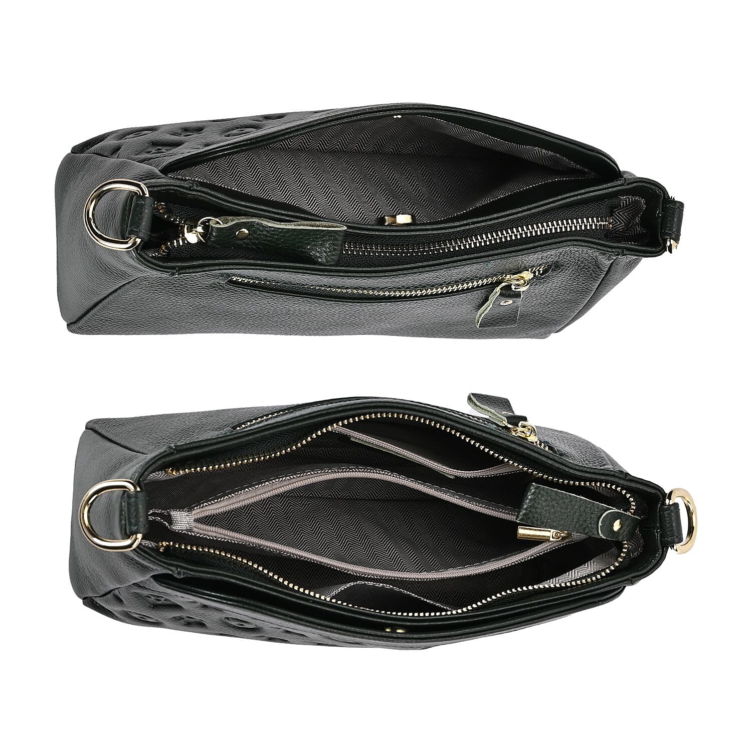 Genuine Leather Crossbody Bag With Shoulder Strap - Green