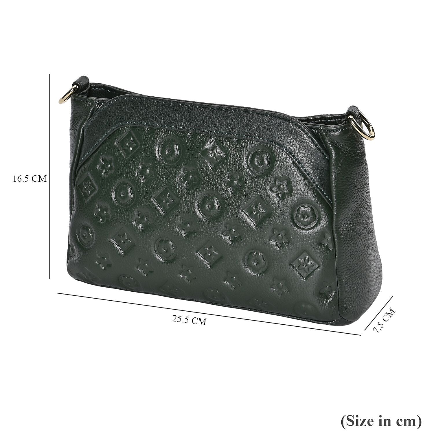 Genuine Leather Crossbody Bag With Shoulder Strap - Green