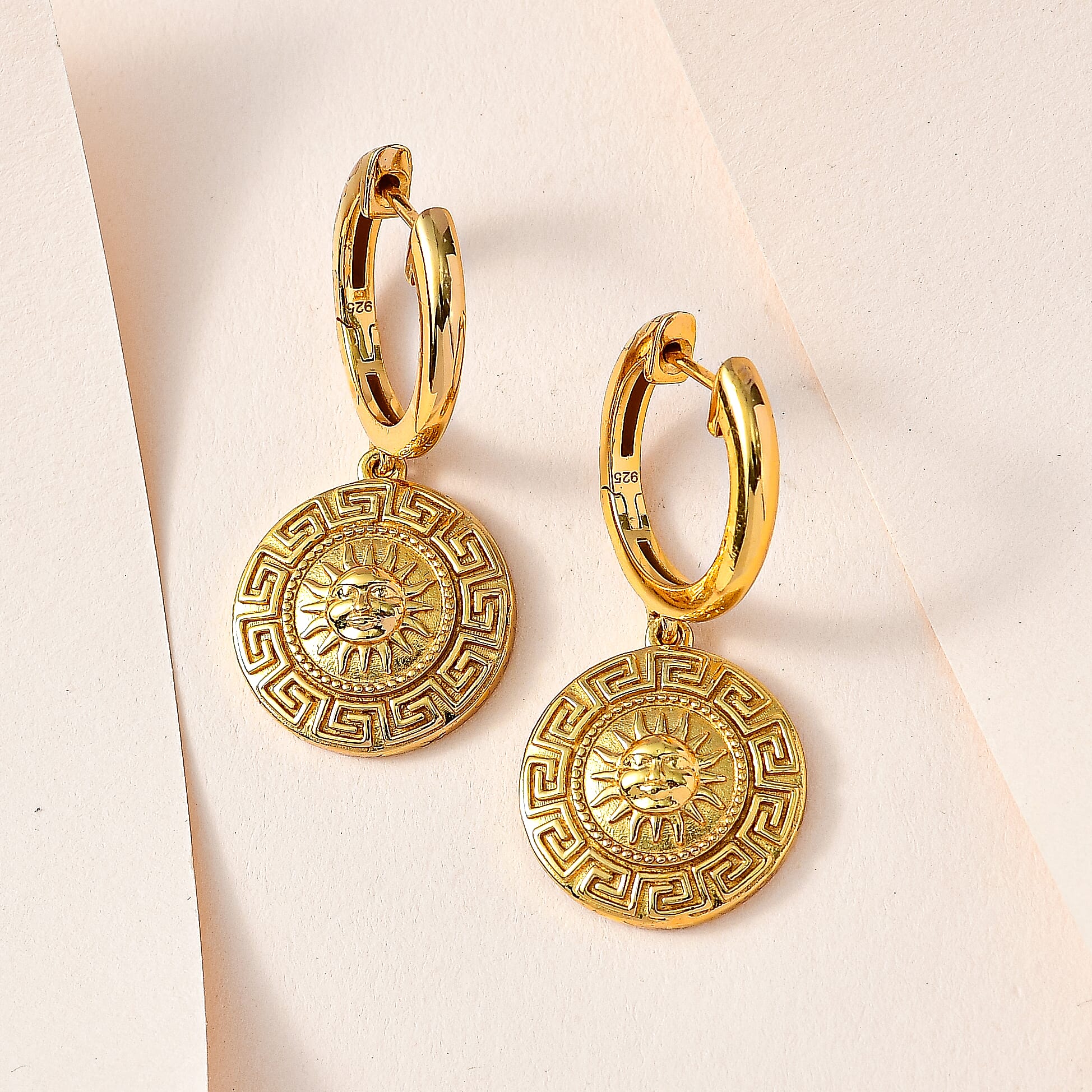 Vermeil YG Sterling Silver Dangling Earring,  Silver Wt. 9 Gms