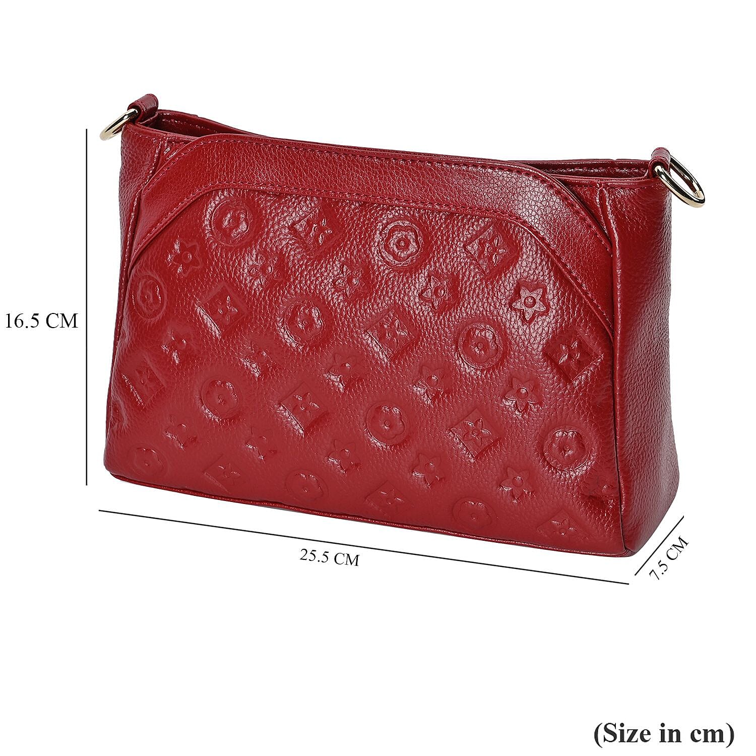 RFID Blocking Genuine Leather Crossbody Bag With Shoulder Strap - Burgundy
