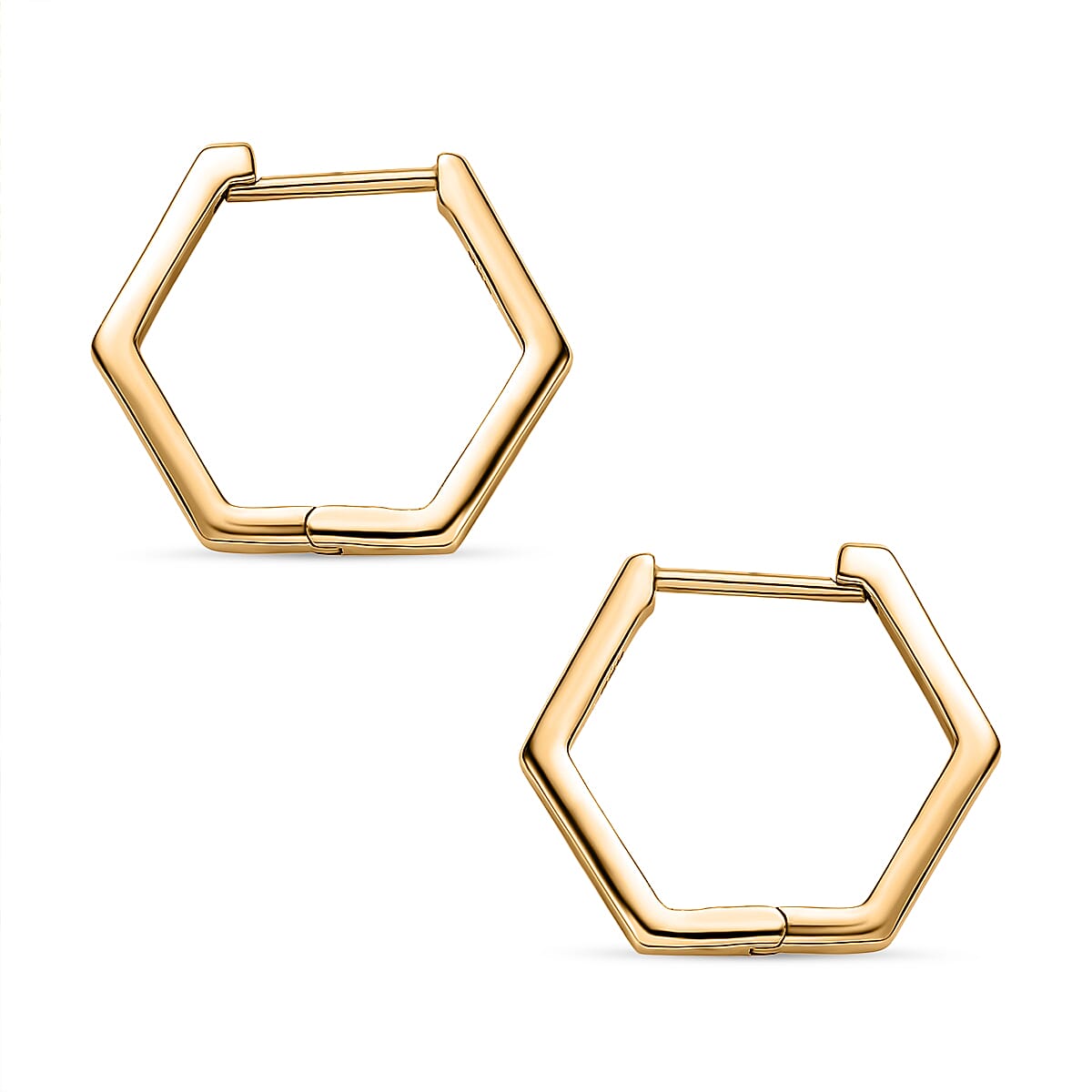 18K Vermeil YG Sterling Silver Hexagon Hoop Earrings