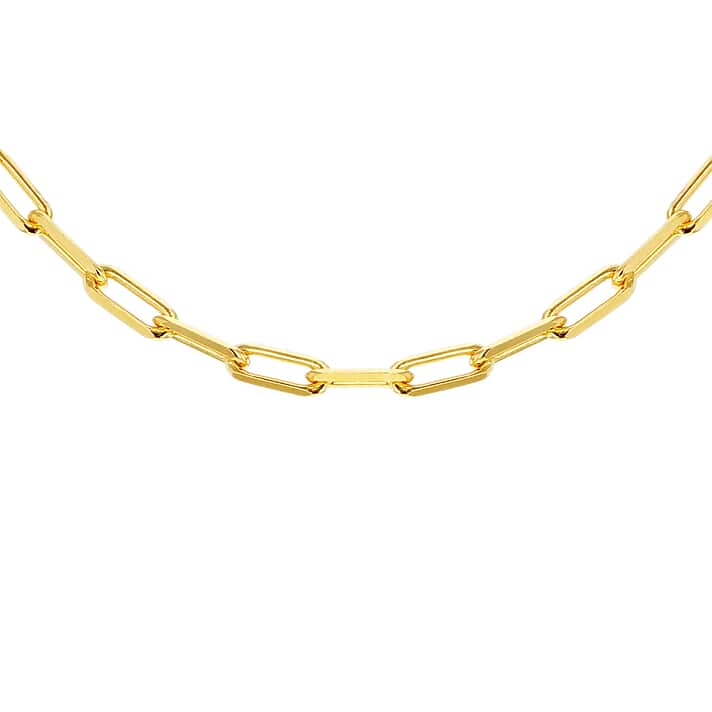 Sterling Silver Gold Plated 2.7mm Paperclip Chain 18 Inch