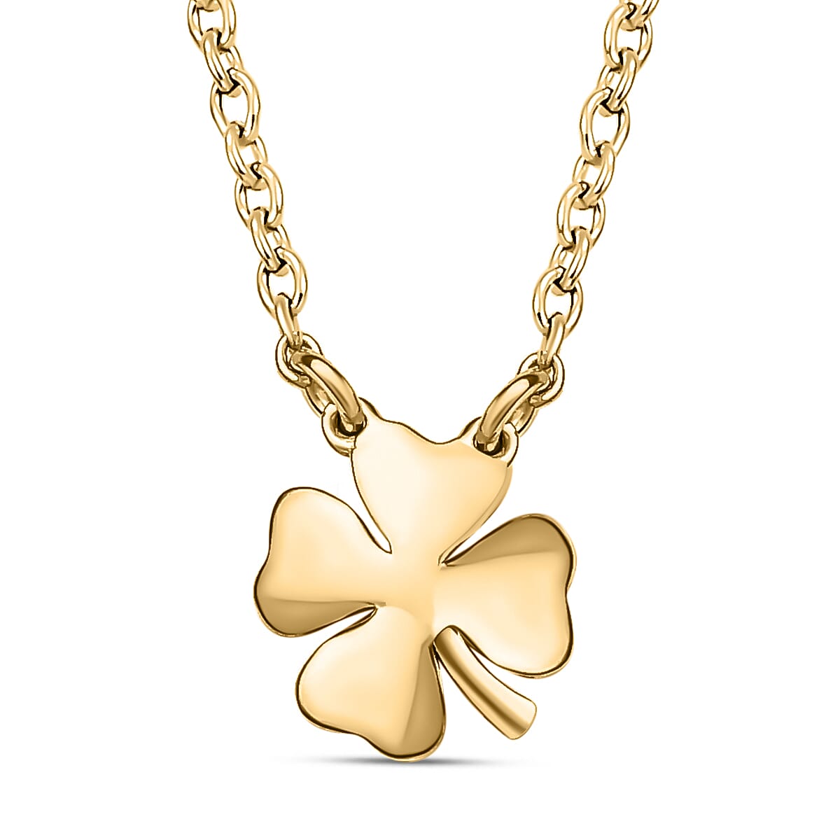 18K Yellow Gold Vermeil Plated Sterling Silver Clover Necklace (Size 20)