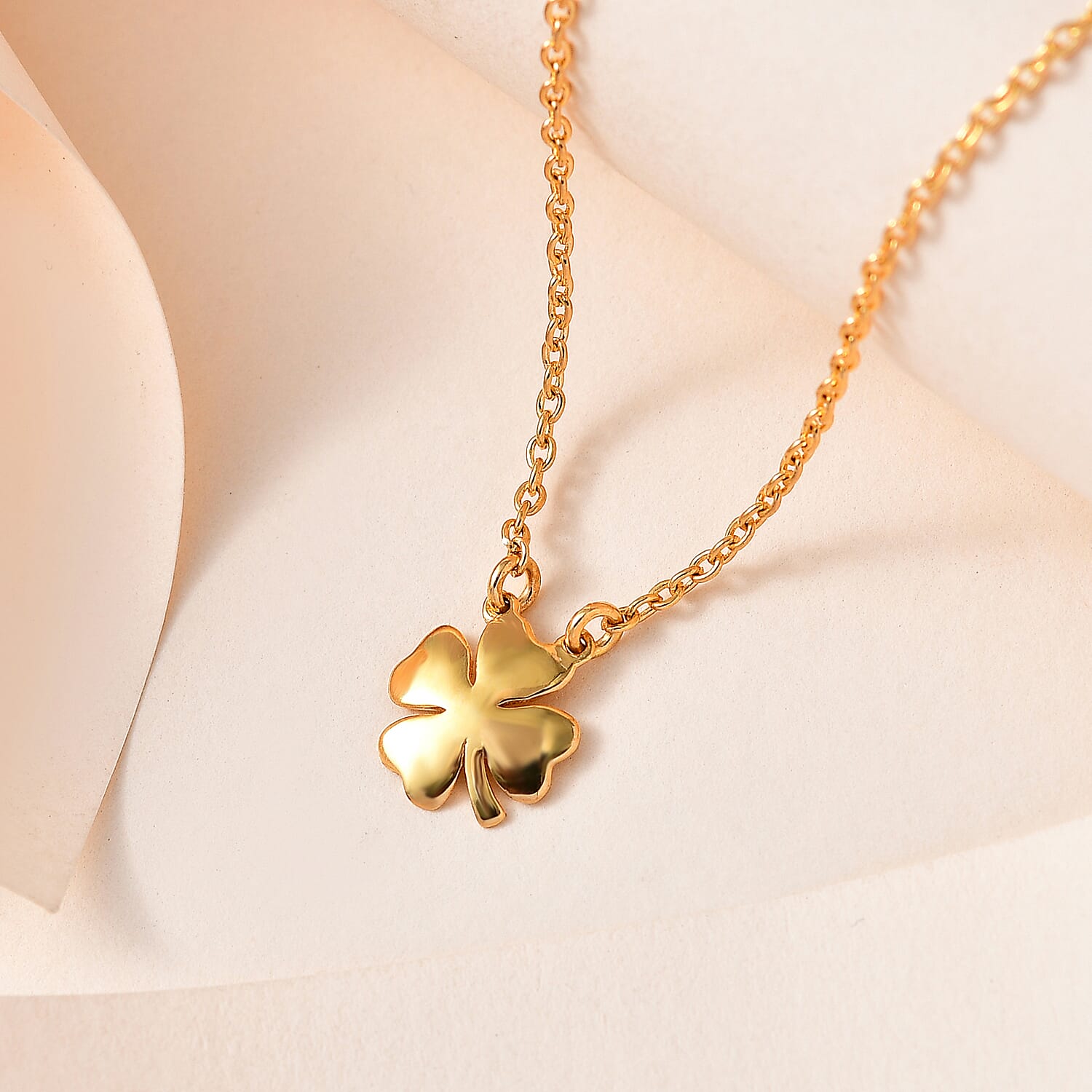 18K Yellow Gold Vermeil Plated Sterling Silver Clover Necklace (Size 20)