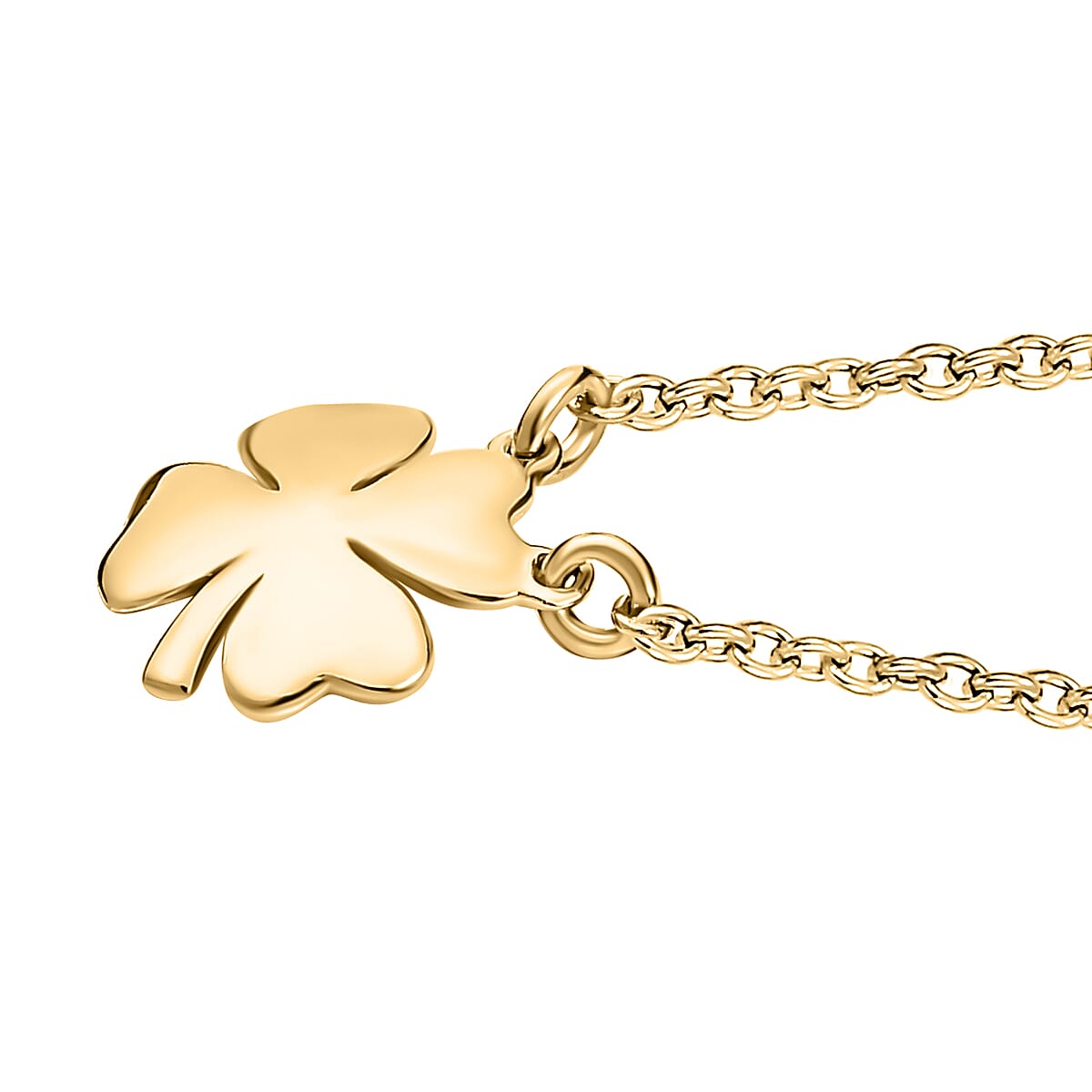18K Yellow Gold Vermeil Plated Sterling Silver Clover Necklace (Size 20)
