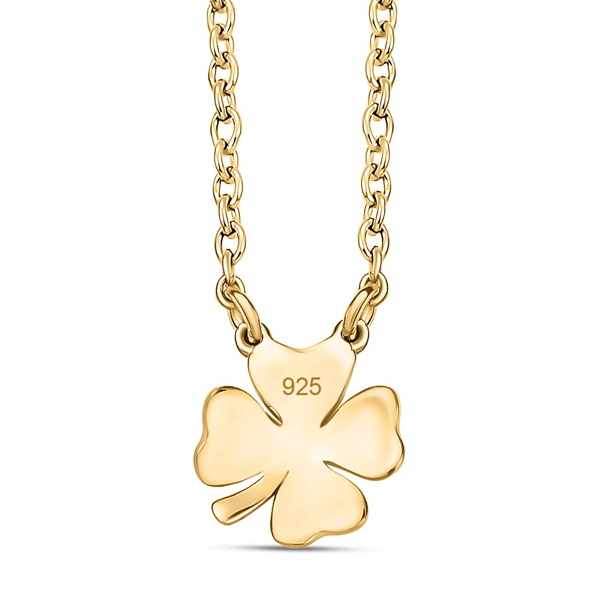 18K Yellow Gold Vermeil Plated Sterling Silver Clover Necklace (Size 20)