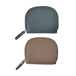 Set of 2 Genuine Leather Card Wallet with RFID Blocking & 10 Card Slots - Green & Black