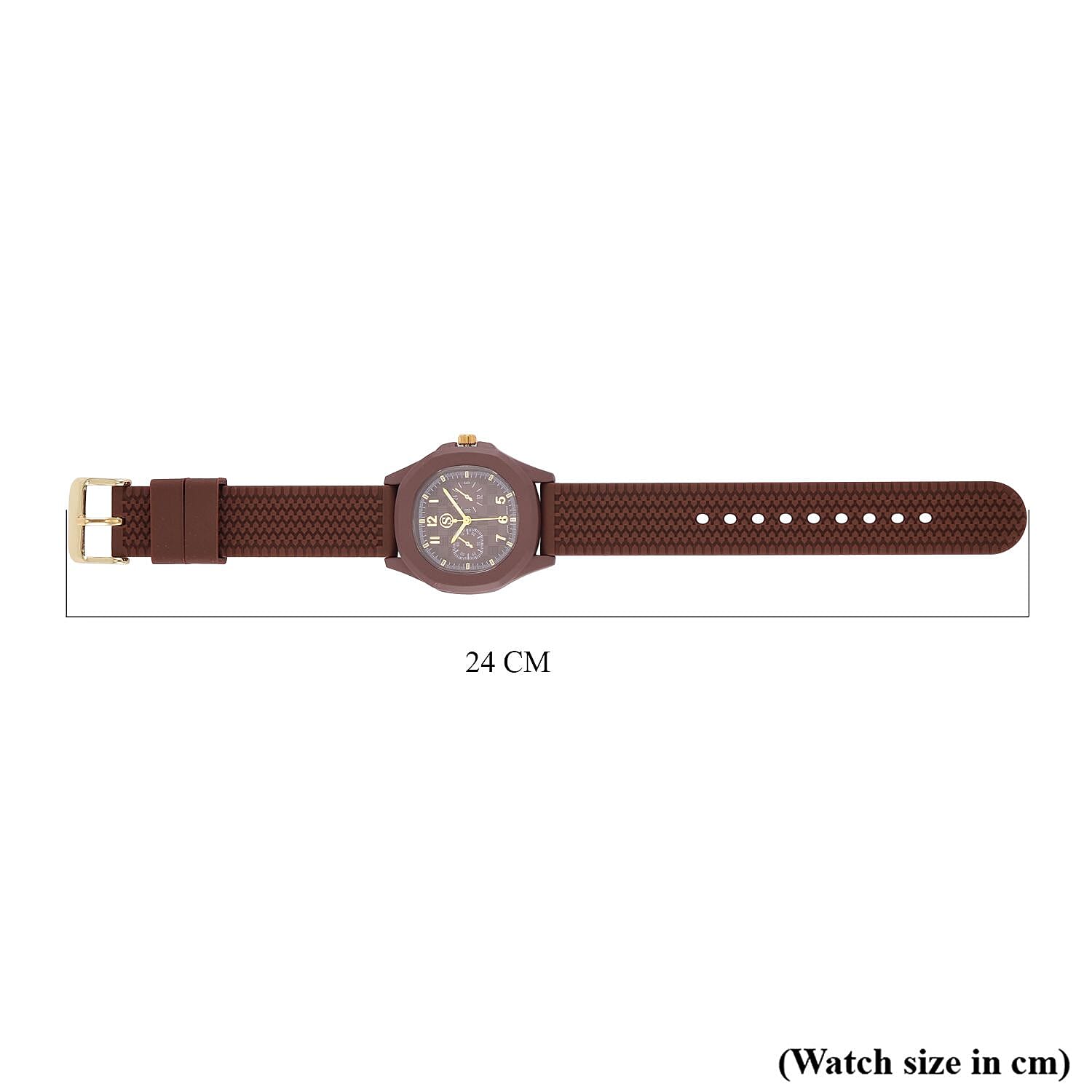 STRADA Japanese Movement Analog Watch With Brown Silicone Strap