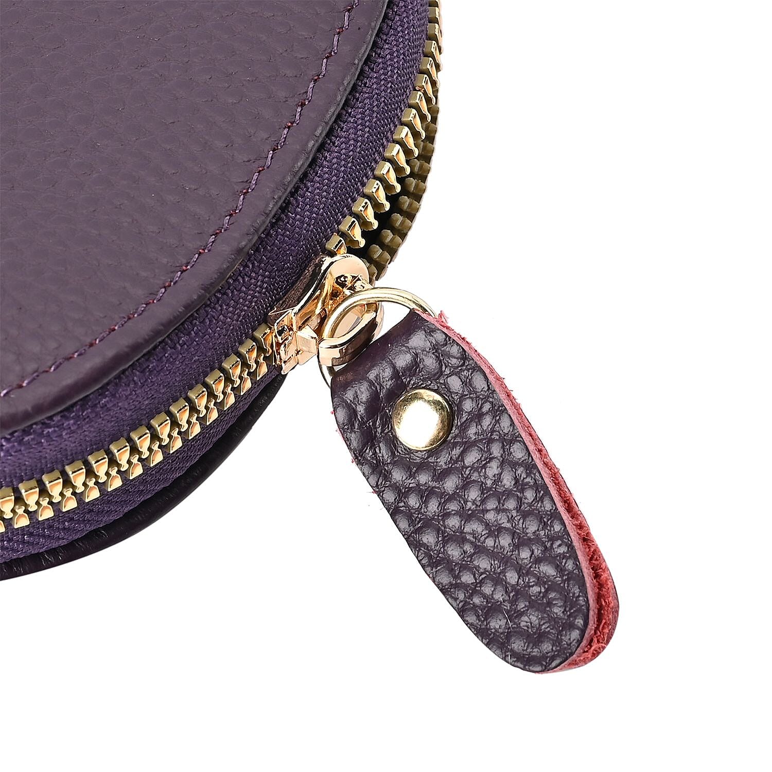 Set of 2 Genuine Leather Card Wallet with RFID Blocking & 10 Card Slots - Tan & Purple