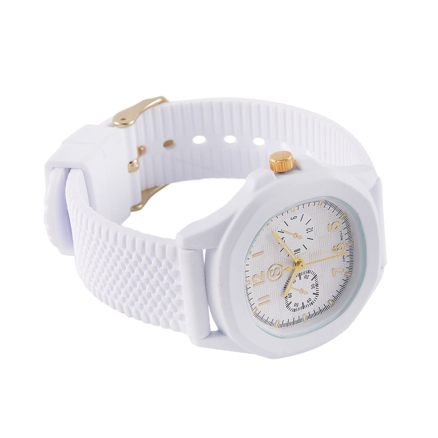 STRADA Japanese Movement Analog Watch With White Silicone Strap